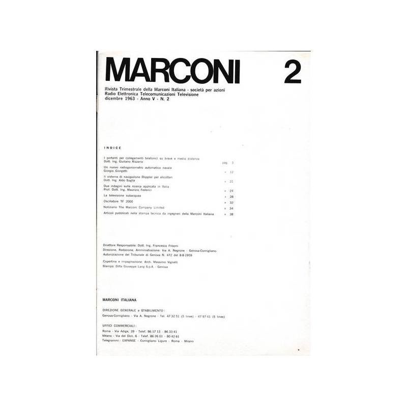 Marconi. Rivista trimestrale della Marconi Italiana. Anno V n.2 Dicembre 1963