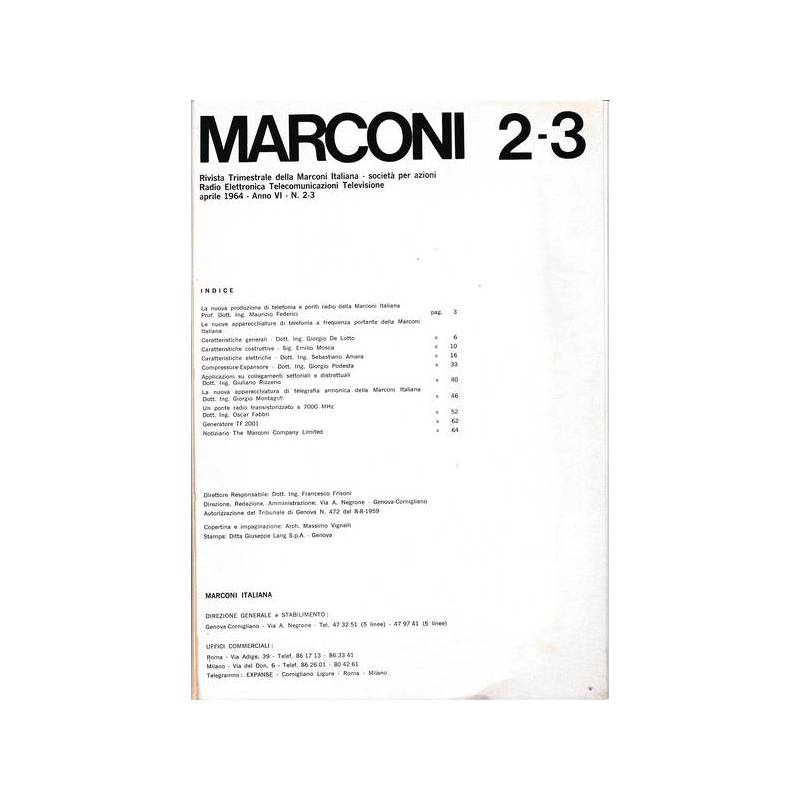 Marconi. Rivista trimestrale della Marconi Italiana. Anno VI n.2-3 Aprile 1964