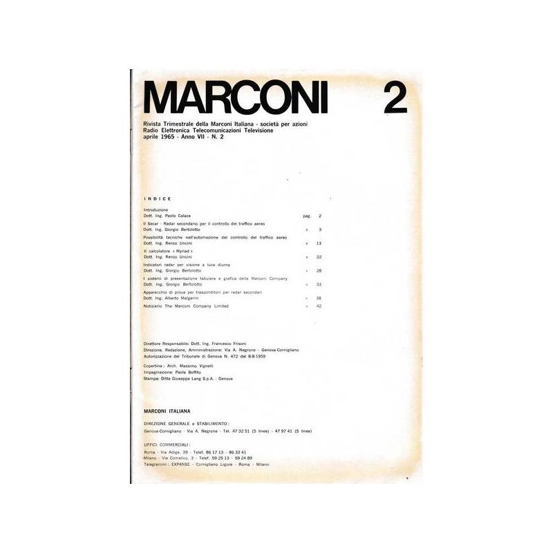 Marconi. Rivista trimestrale della Marconi Italiana. Anno VII n.2 Aprile 1965
