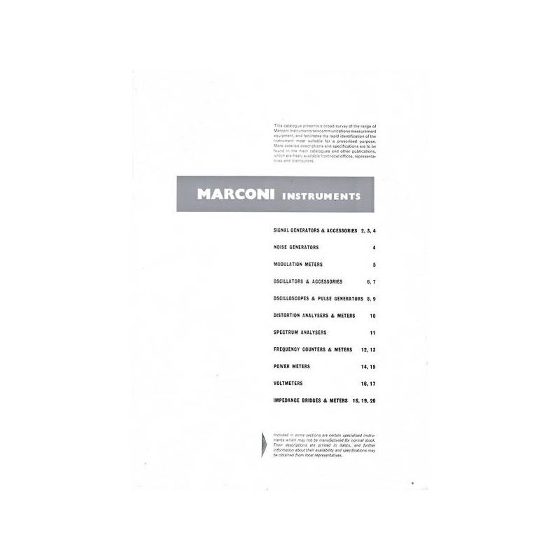 Marconi instruments. Strumenti per telecomunicazioni estratto del catalogo 1963