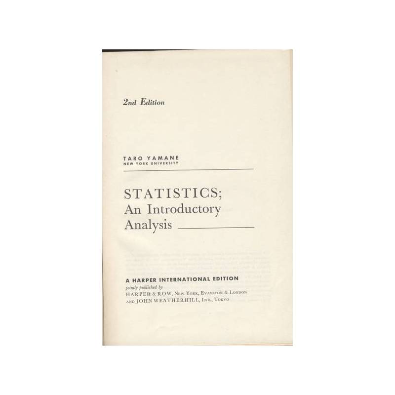 STATISTICS AN INTRODUCTORY ANALYSIS