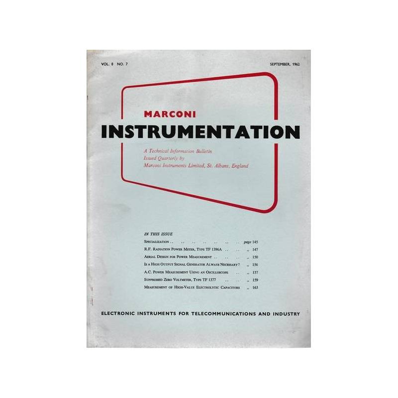 Marconi instruments.A Technical Information Bulletin. Vol. 8 - N. 7 - Sett. 1962