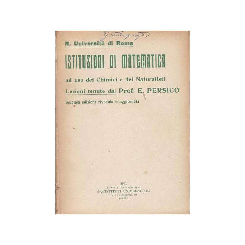 Istituzioni di matematica ad uso dei chimici e dei naturalisti