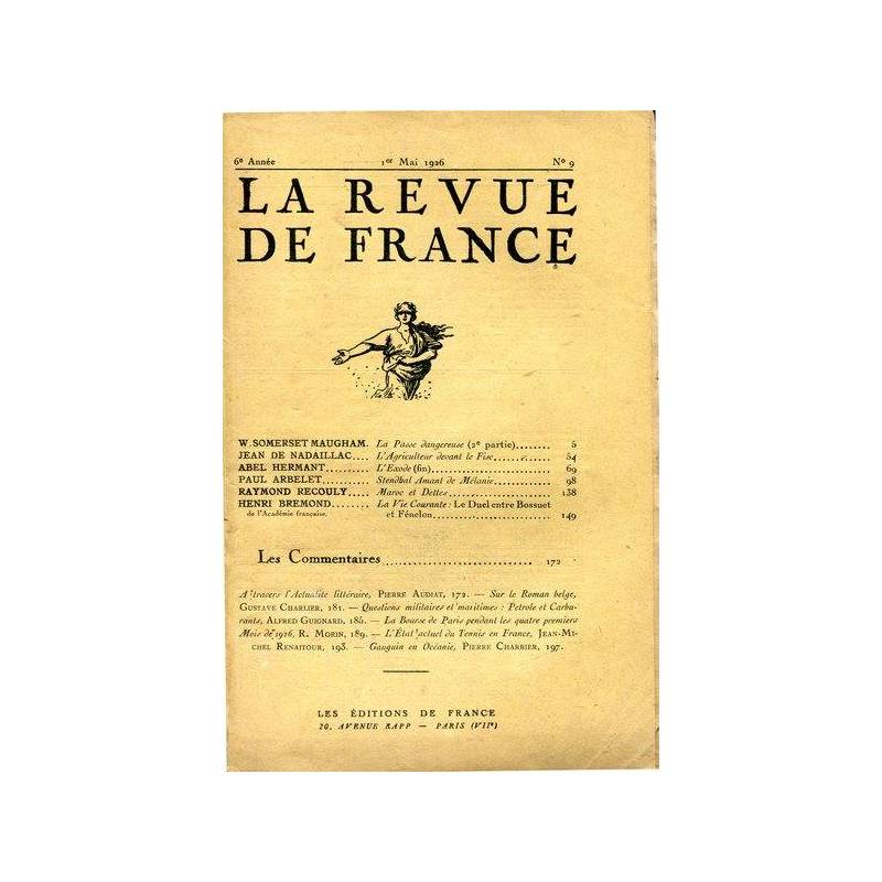 La revue de France, 6° année, n. 9, 1 Mai 1926