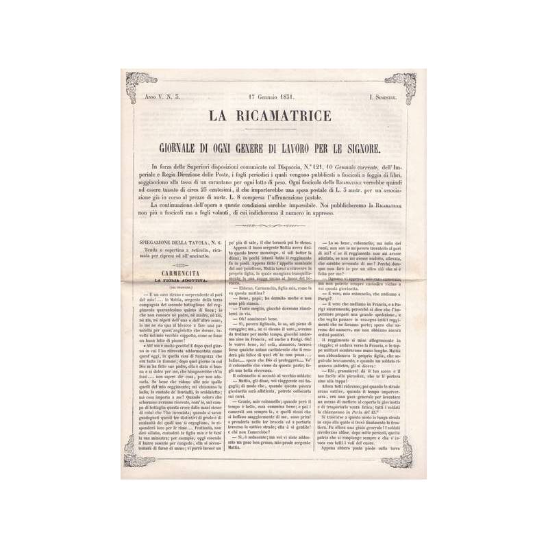 La ricamatrice. Giornale di ogni genere di lavoro (...). 17 Gennaio 1851.