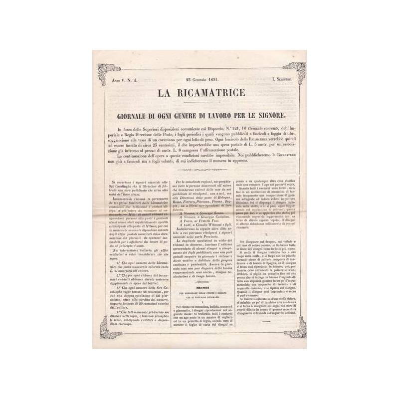 La ricamatrice. Giornale di ogni genere di lavoro (...). 25 Gennaio 1851.