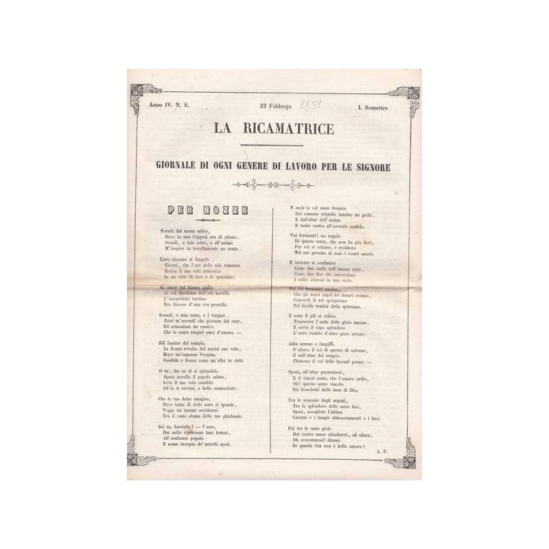 La ricamatrice. Giornale di ogni genere di lavoro (...). 22 Febbraio 1851.