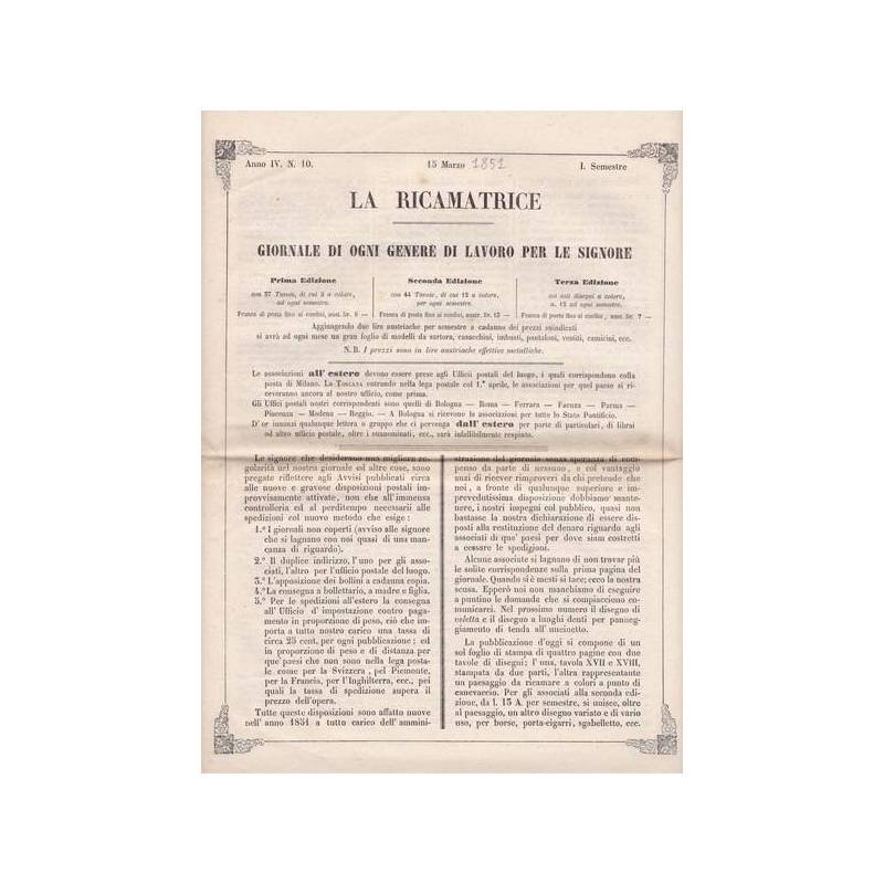 La ricamatrice. Giornale di ogni genere di lavoro (...). 15 Marzo 1851.