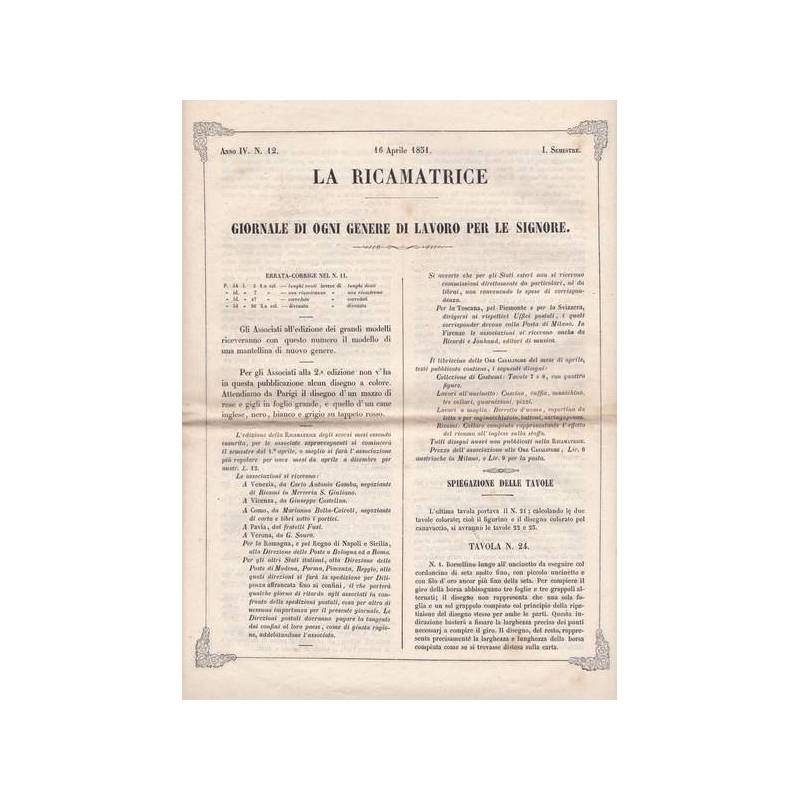 La ricamatrice. Giornale di ogni genere di lavoro (...). 16 Aprile 1851.
