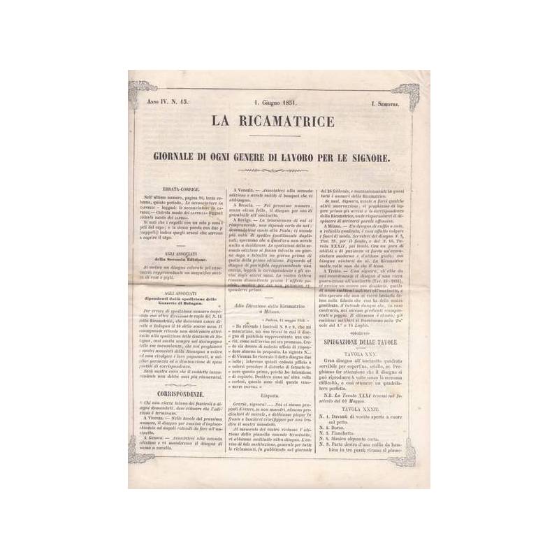 La ricamatrice. Giornale di ogni genere di lavoro (...). 1 Giugno 1851.