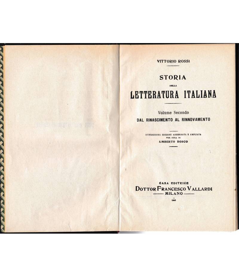 Storia della Letteratura Italiana 2° vol. Dal rinascimento al rinnovamento