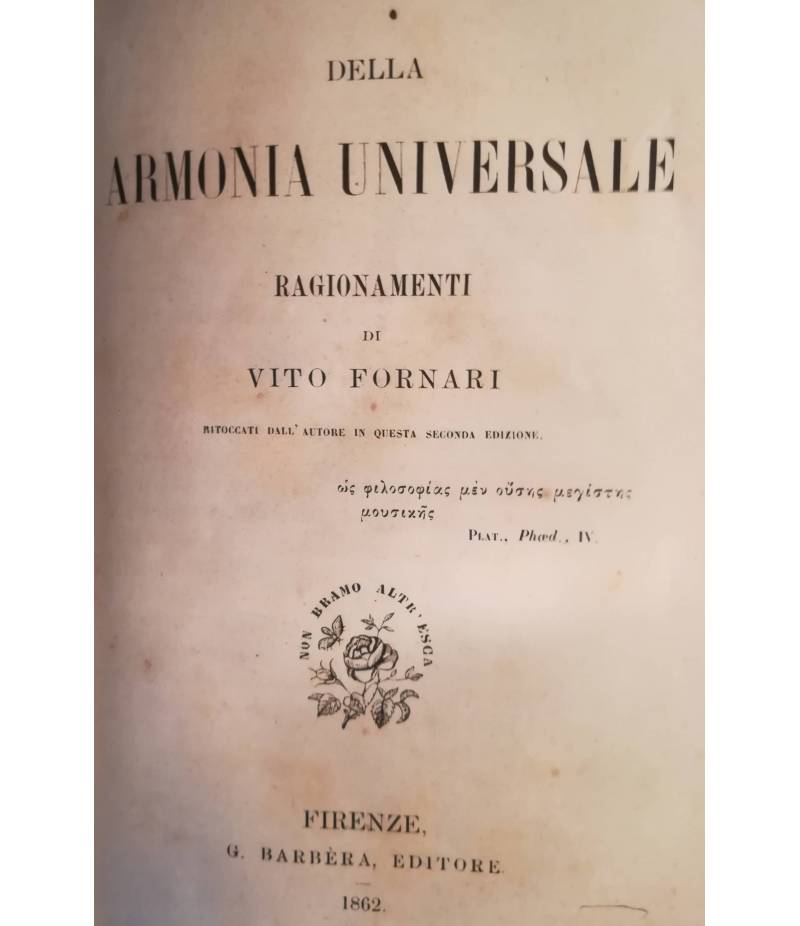 Della armonia universale. Ragionamenti di Vito Fornari.