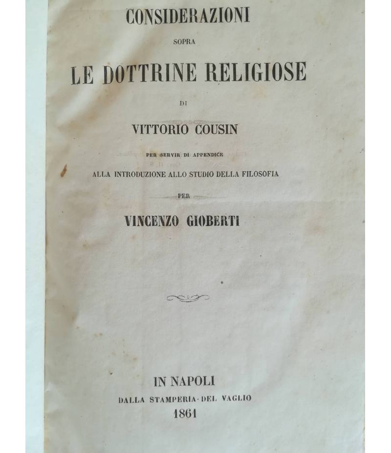 Considerazioni sopra le dottrine religiose di Vittorio Cousin