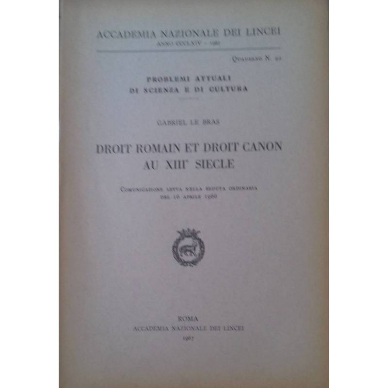 Droit romain et droit canon au XIII° siecle