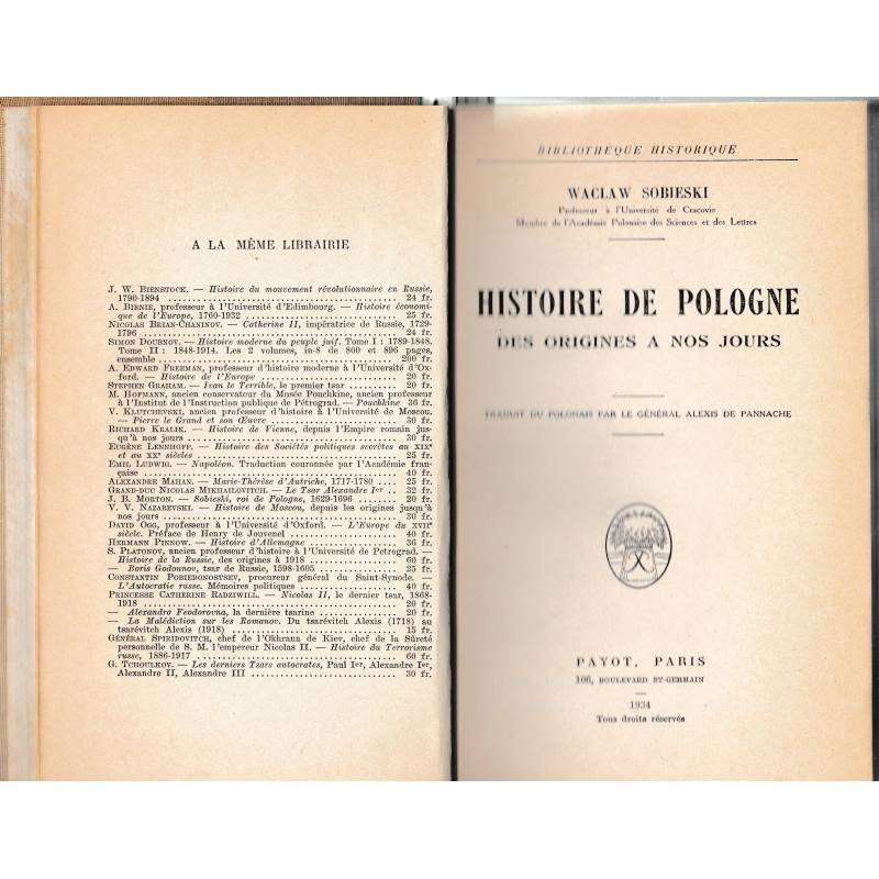 Histoire de Pologne des origines a nos jours