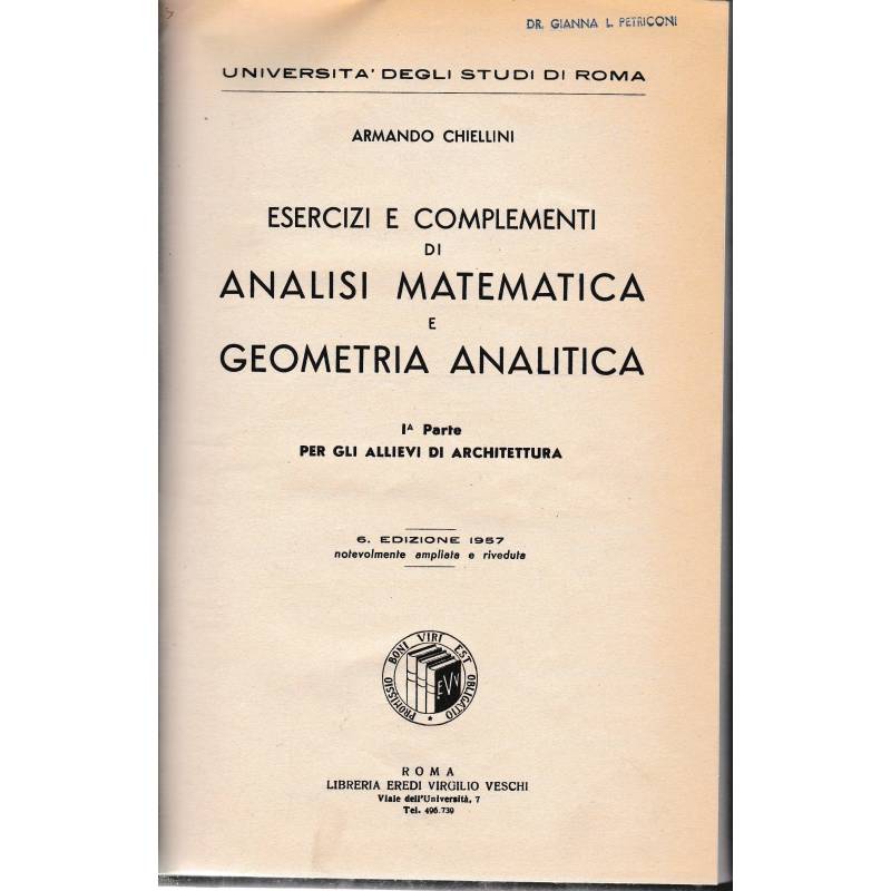 Analisi matematica e geometria analitica. 1ª parte.