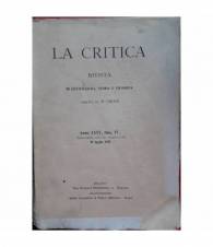 La critica. Rivista di letteratura, storia e filosofia. Anno XXXV fasc.IV 20 luglio 1937