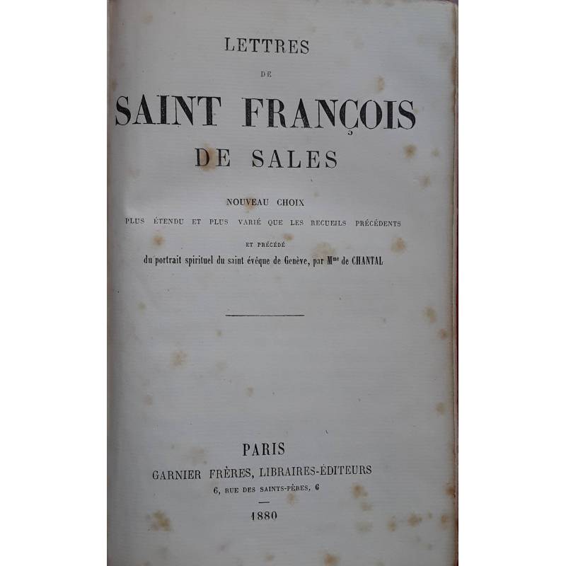 Lettres de saint Francois de sales