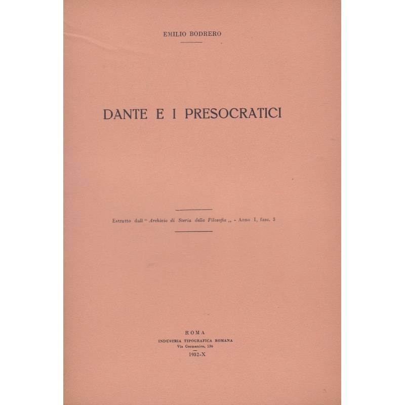 Dante e i presocratici