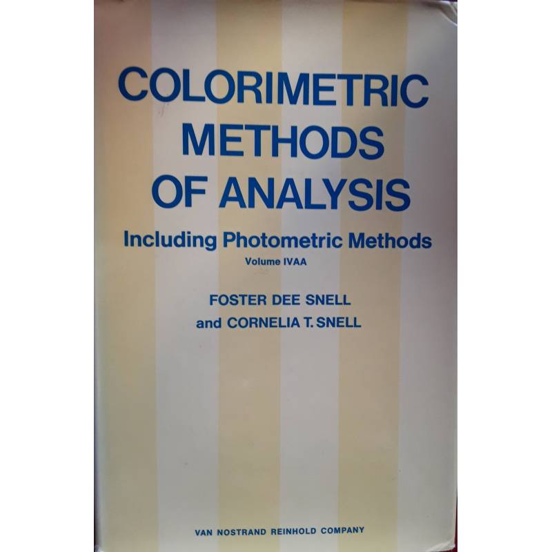 Colorimetric methods of analysis. Volume IV AA