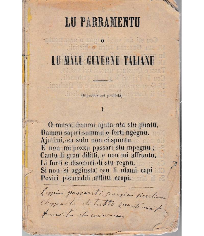 Lu parramentu o lu malu guvernu talianu. Dialetto Siciliano