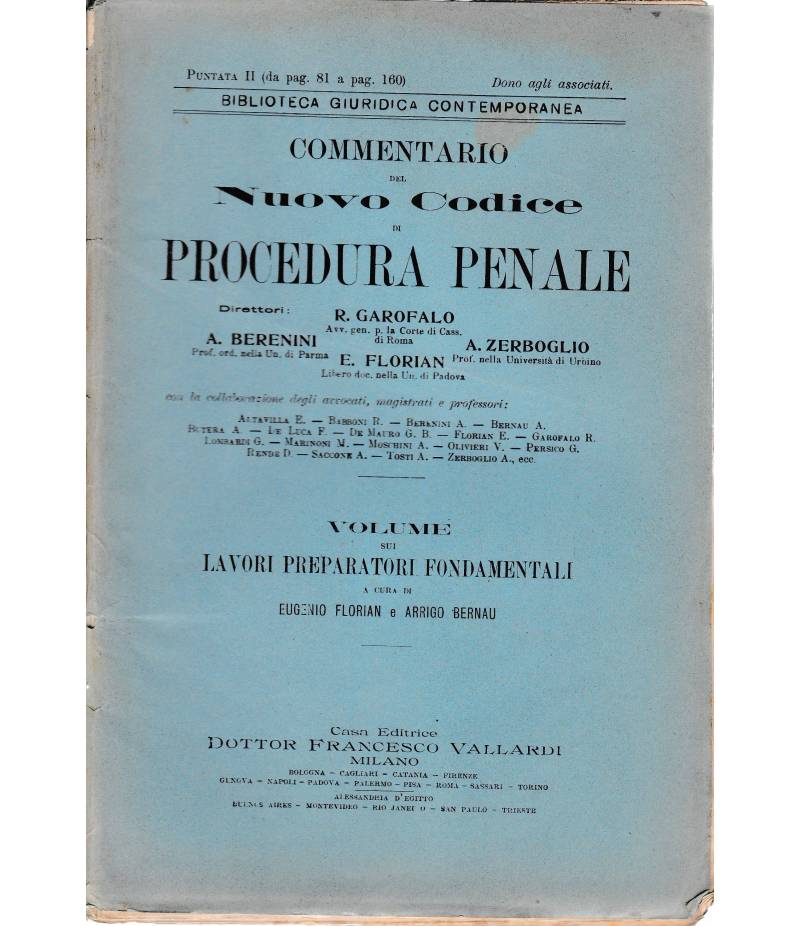Commentario del Nuovo Codice di procedura penale. Puntata II (da pag. 81 a pag. 160)