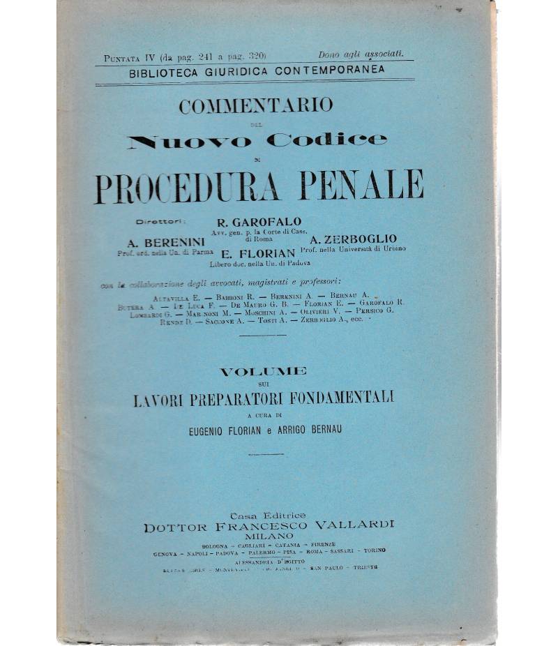 Commentario del Nuovo Codice di procedura penale. Puntata IV (da pag. 241 a pag. 320)