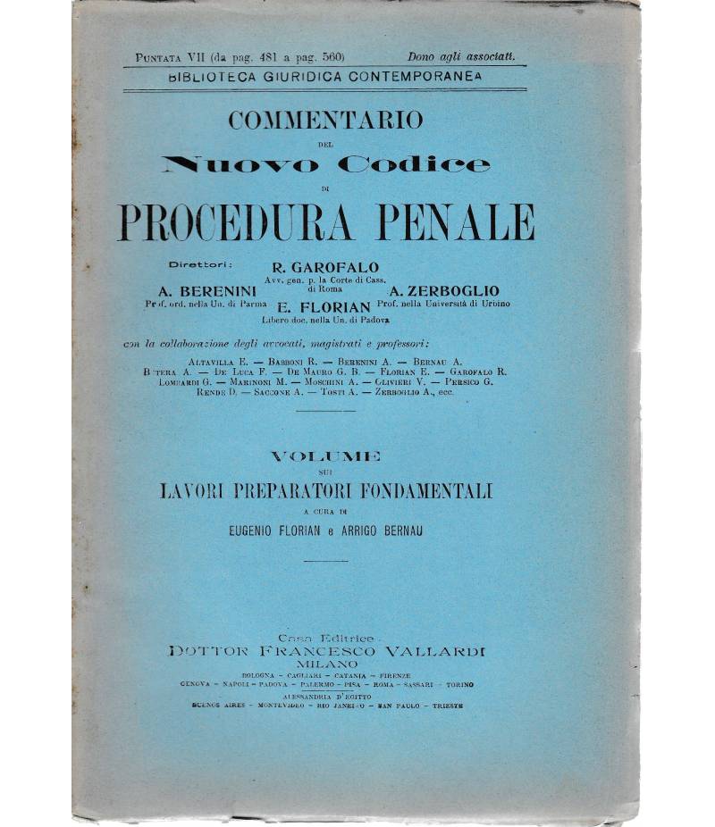 Commentario del Nuovo Codice di procedura penale. Puntata VII (da pag. 481 a pag. 560)