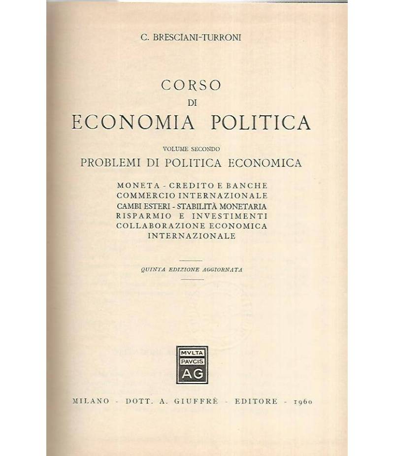 Corso di economia politica. Volume secondo