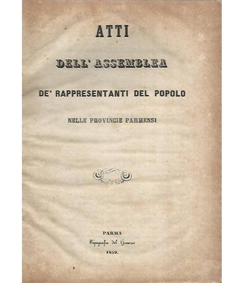 Atti dell'assemblea dé rappresentanti del popolo