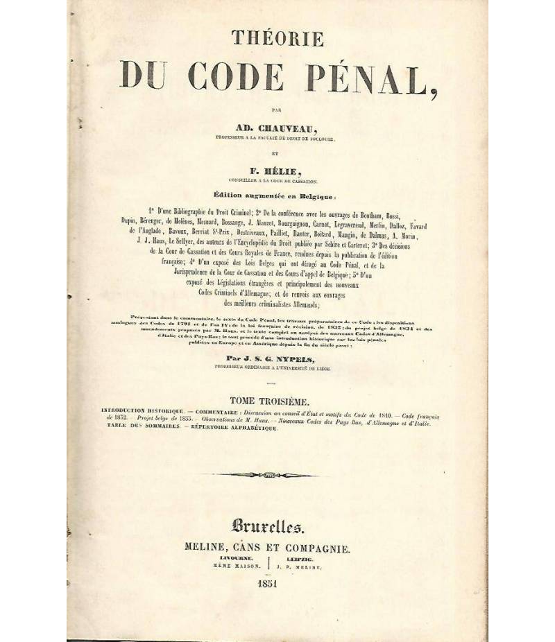 Theorie du code penal. Volume III
