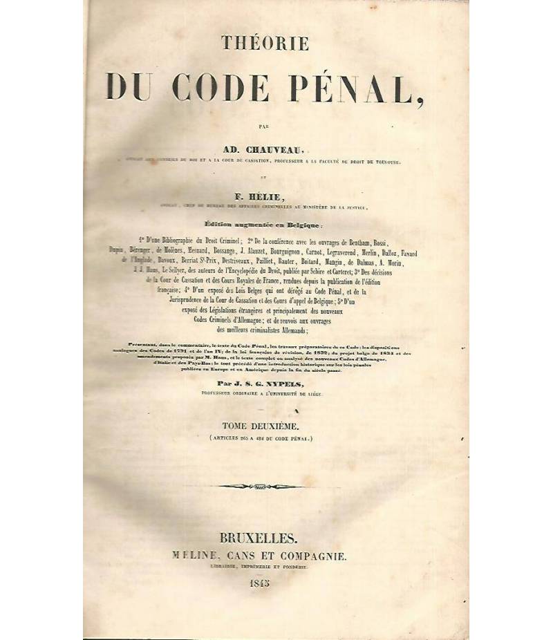 Theorie du code penal. Volume II