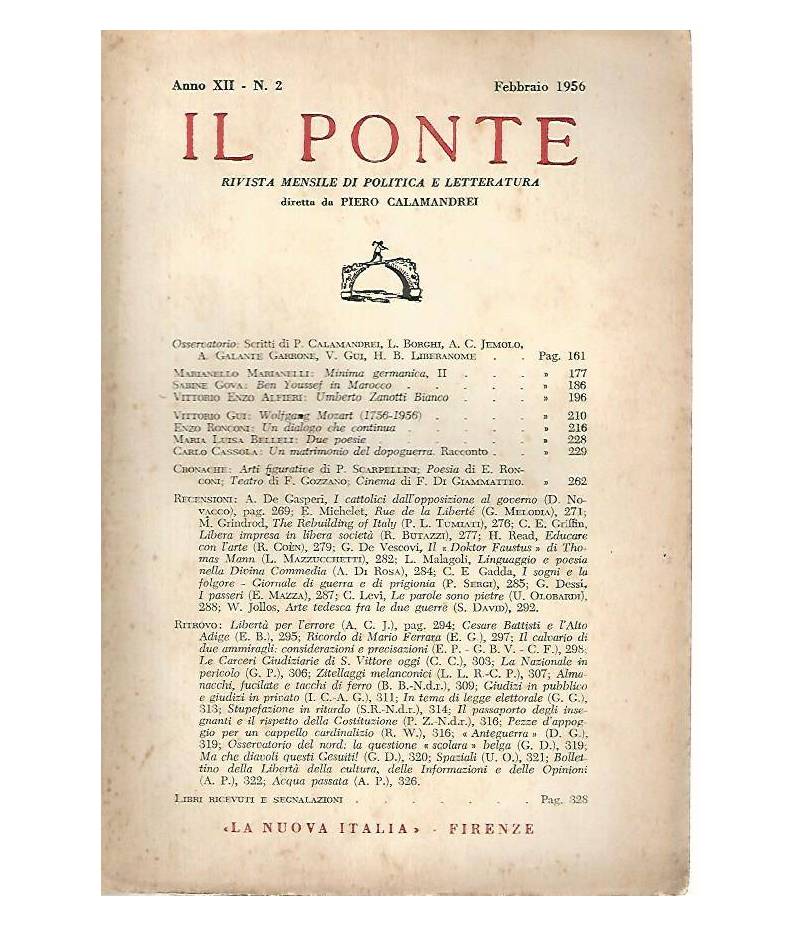 Il Ponte rivista mensile di politica e letteratura. Febbraio 1956