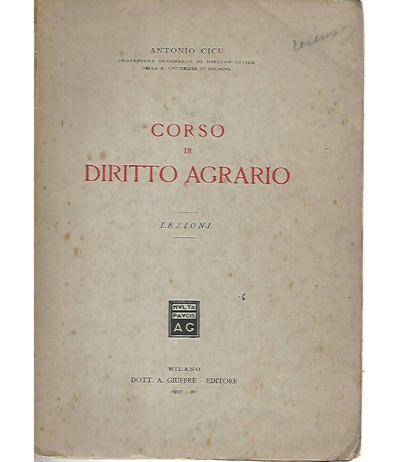 Corso di diritto agrario. Lezioni