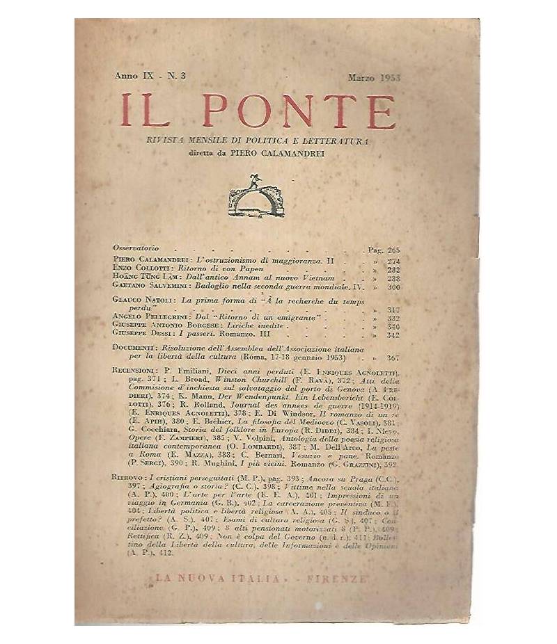 Il Ponte rivista mensile di politica e letteratura. Marzo 1953