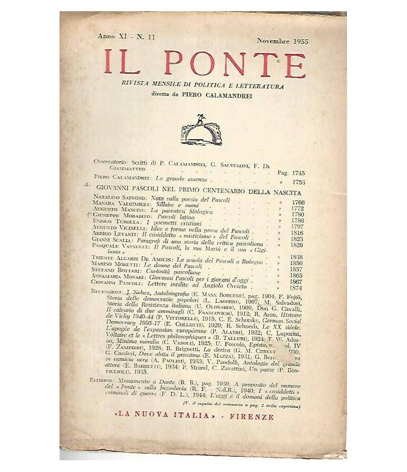 Il Ponte rivista mensile di politica e letteratura. Novembre 1955