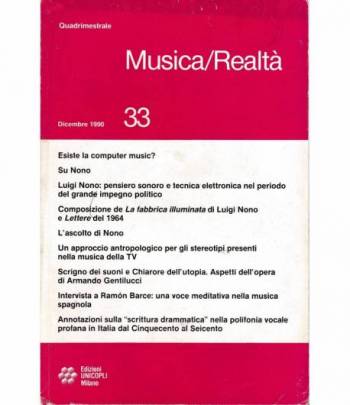 Musica/Realtà anno XI n. 33 Dicembre 1990