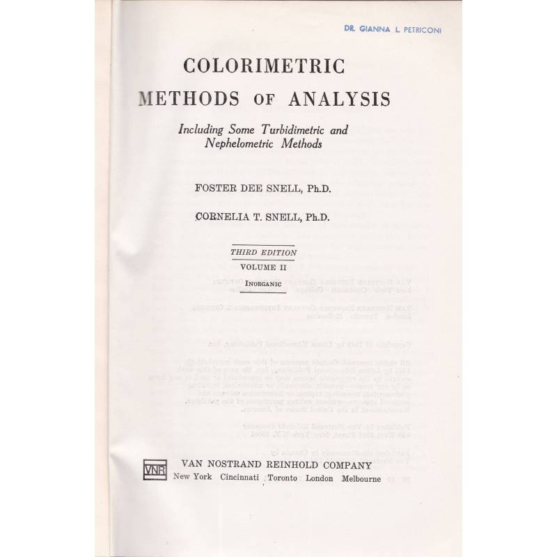 Colorimetric Methods of Analysis. II. Inorganic