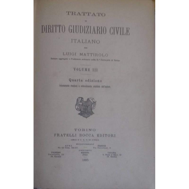 Trattato di Diritto Giudiziario Civile Italiano. Volume III
