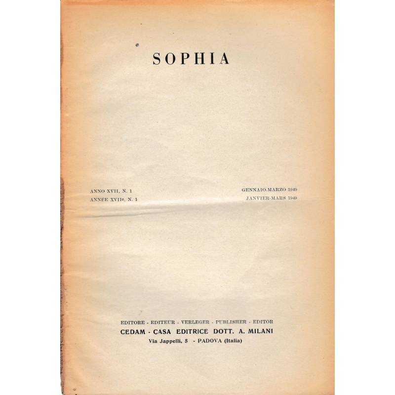 Sophia. Anno XVII, n.1  Gennaio - Marzo 1949