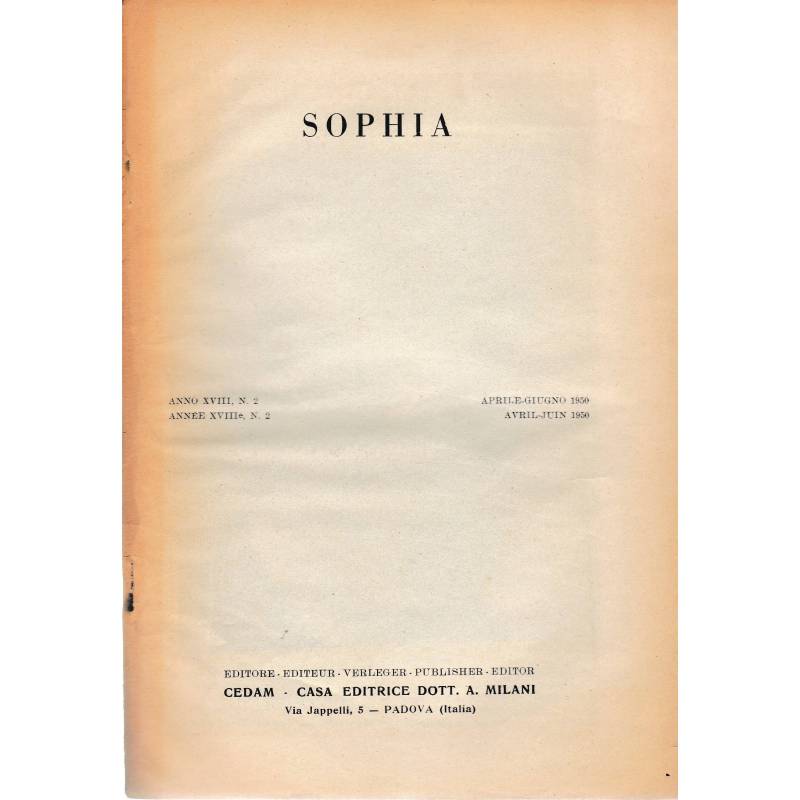 Sophia. Anno XVIII n. 2  Apr.-Giu. 1950