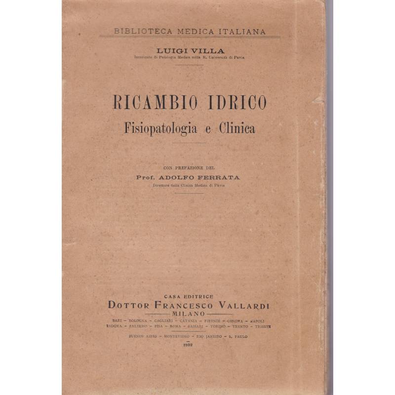 Ricambio idrico. Fisiopatologia e Clinica.