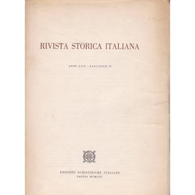 Rivista storica italiana. LXIX. IV. 1957.