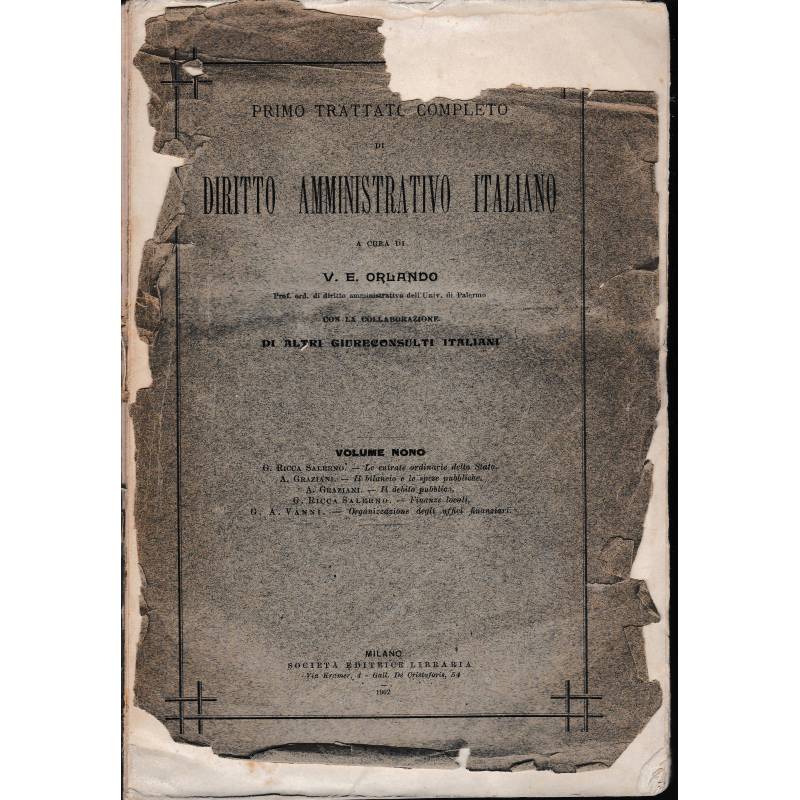 Diritto amministrativo italiano Vol. 9° Primo trattato completo