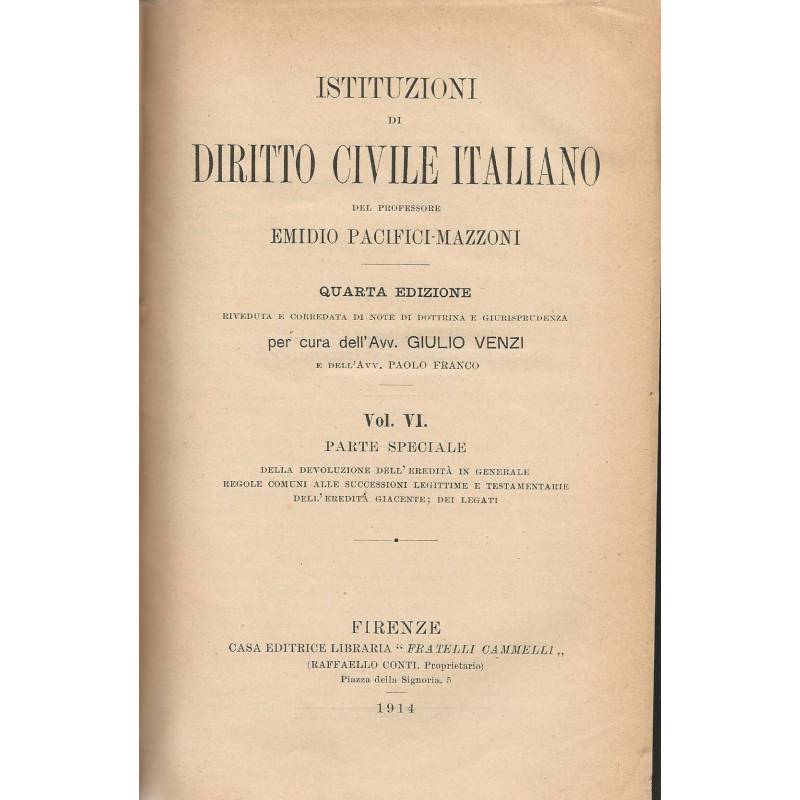 Istituzioni di diritto civile italiano. Vol VI
