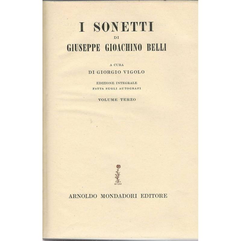 I sonetti di Giuseppe Gioachino Belli. Volume terzo