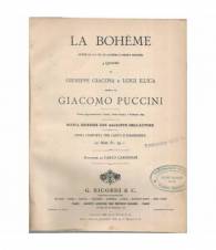 La bohème. 4 quadri di Giuseppe Giacosa e Luigi Illica musica di Giacomo Puccini. Opera completa per canto e pianoforte.