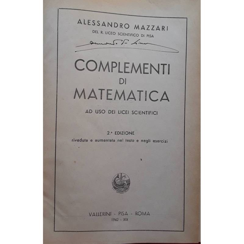 Complementi di matematica ad uso dei licei scientifici