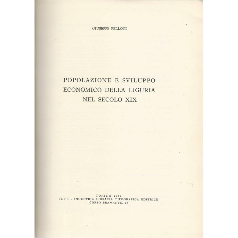 Popolazione e sviluppo economico della Liguria nel secolo XIX